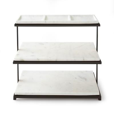 Marble & Bronze 3-Tiered Stand