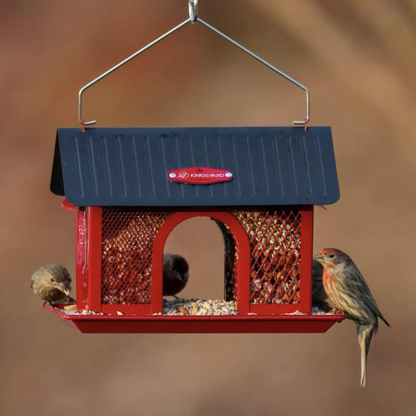 Kingsyard Weatherproof Metal Mesh Hopper Bird Feeder