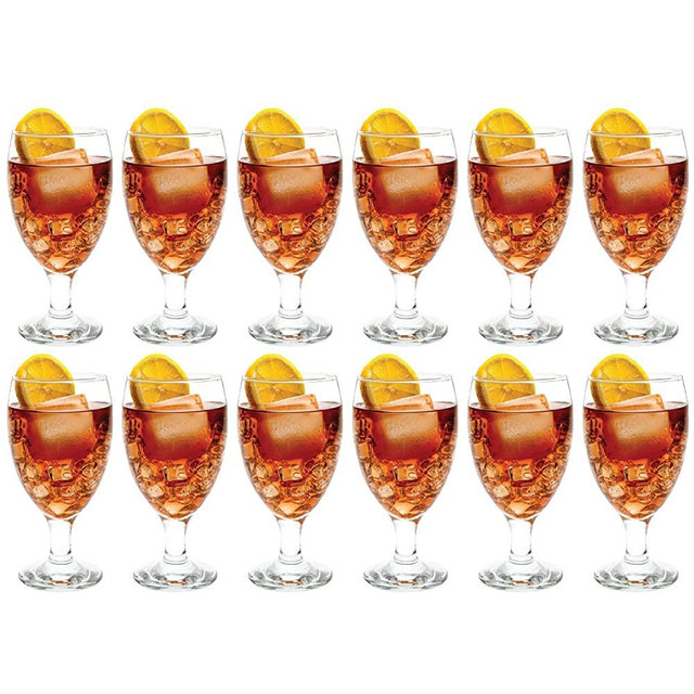 Vikko Classic Goblet Party Glasses, Iced Tea Glasses 20 Ounce, Set of 12 Goblets, Water Glasses, Dishwasher Safe Durable Glassware