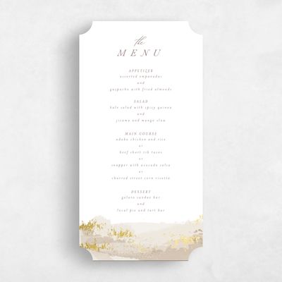 Brown Ticket Wedding Menu - Ione Foil