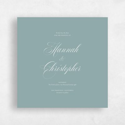 Blue Typography Wedding Save the Date - Jade Square