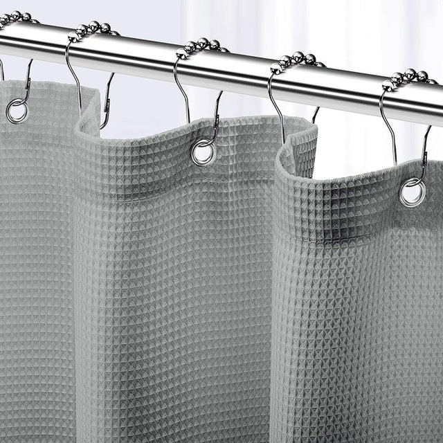 NEATERIZE Shower Curtain Grey - Hotel Style Grey Shower Curtains for Bathroom with Waffle Design, 72x72 Inches - Fabric Shower Curtain - Cortinas de Baño Elegantes