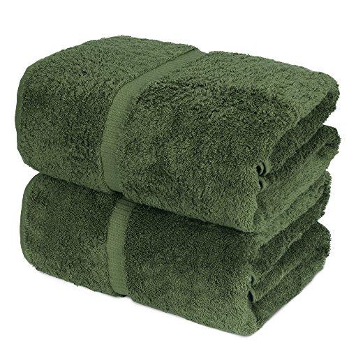 Towel Bazaar 100% Turkish Cotton Bath Sheets, 700 GSM, 35 x 70 Inch, Eco-Friendly (2 Pack, Moss Green)
