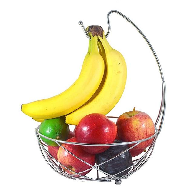 Fruit Bowl with Banana Holder, Fruit Basket with Banana Tree Hanger
