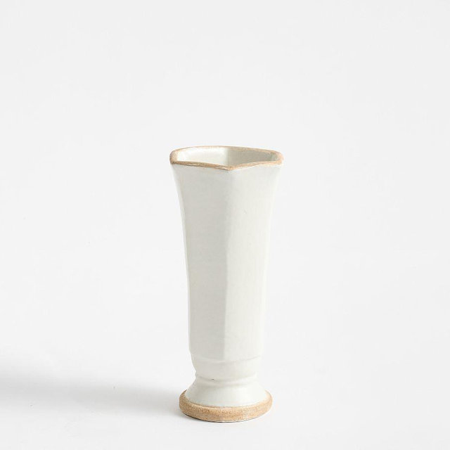 Ceramic Faceted Vase Small Ivory