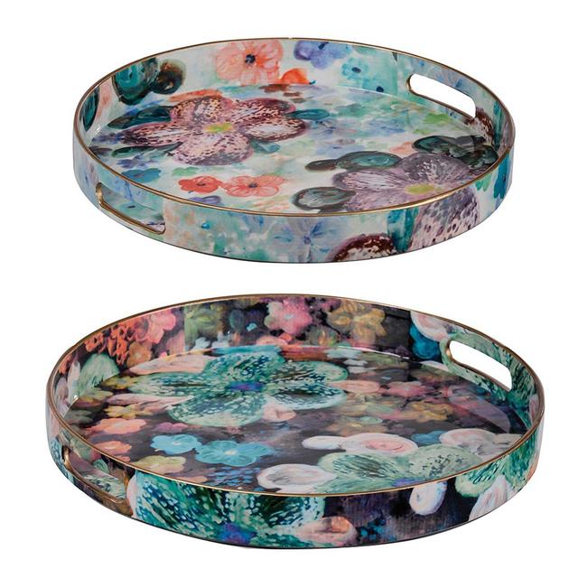 A&B Home 2-Piece Organic Elements Modern Chic Tray Set