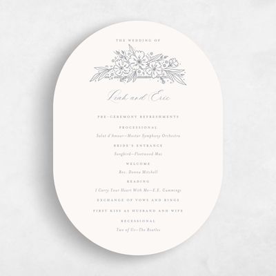 Beige Oval Wedding Program - Yolande