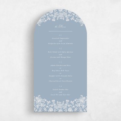 Blue Arch Wedding Menu - Justine