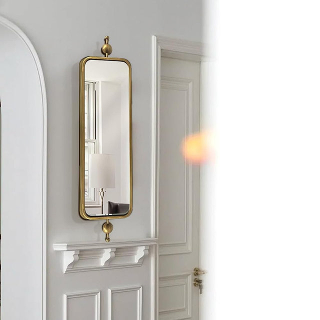 Mnanatee Gold Long Mirror for Skinny Entryway Living Room badroom,Full Lenth Thin Retangle Mirror with Round Corner 9" X 36‘
