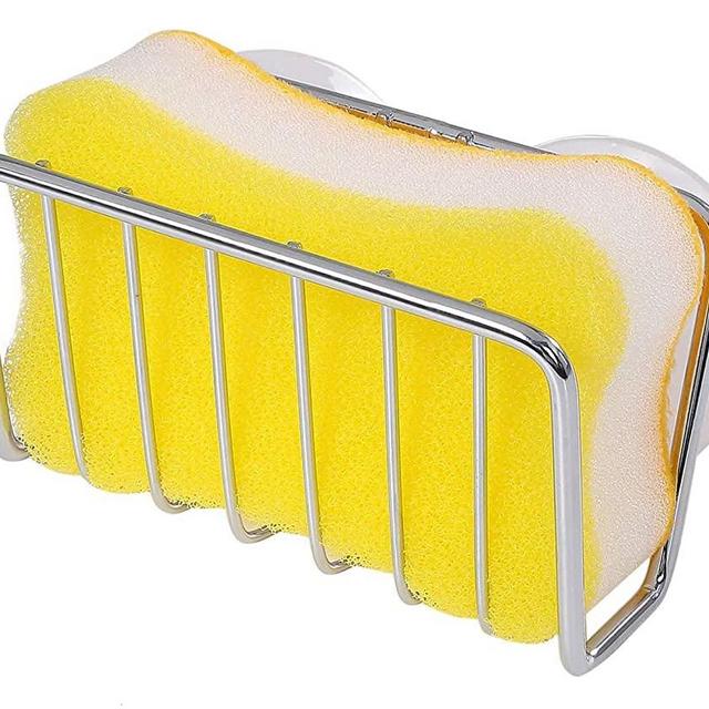 Toplife Kitchen Sink Suction Holder for Sponges,Scrubbers,Soap (Silver)