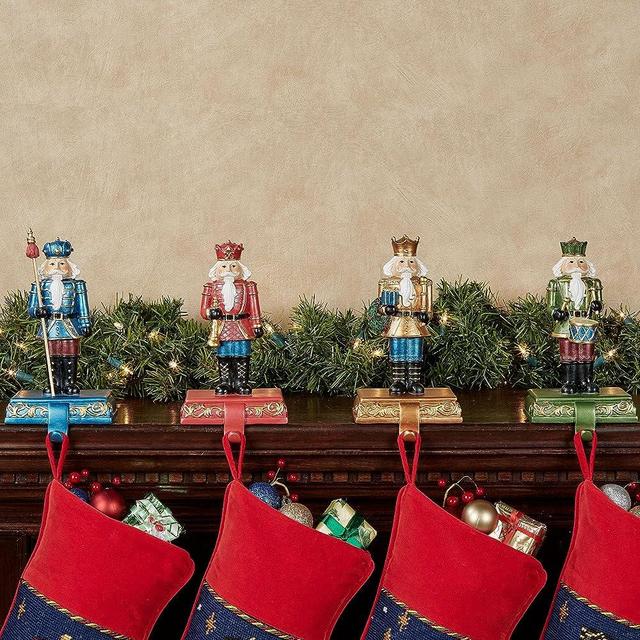 Nutcracker Stocking Holders | Set of 4 | 8 Inches High | Christmas Decorations for Mantel