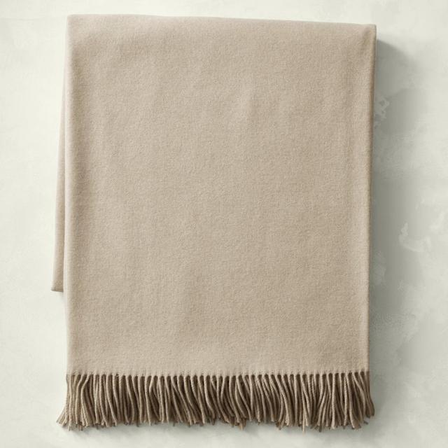 European Solid Grand Cashmere Throw, 72" x 80", Oatmeal