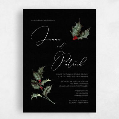 Black Wedding Invitation - Belvoir Portrait