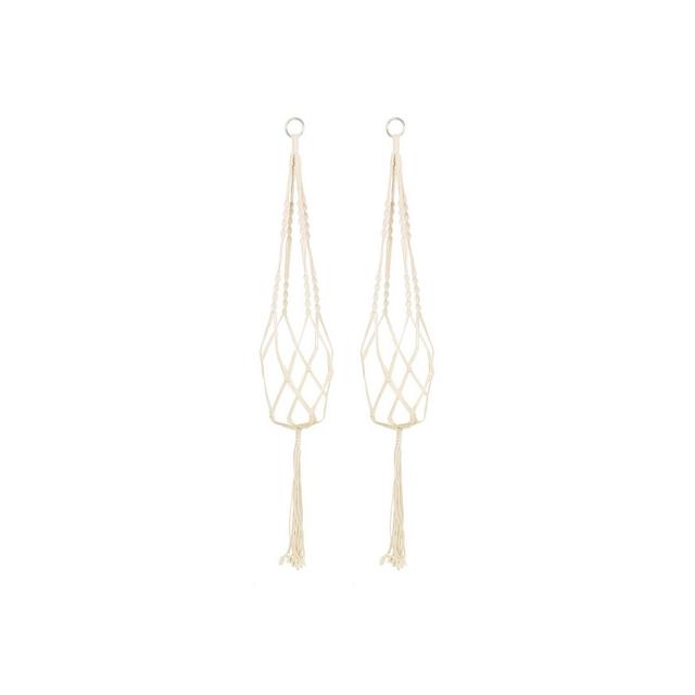 Unique Bargains Macrame Vintage Handmade Braided Rope Flower Plant Hanger Beige 39.4 Inch 2 Pcs
