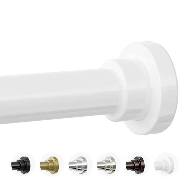 Mcrbeay Shower Curtain Rod, 1" Diameter Heavy Duty Tension Shower Rod, Non Slip Adjustable 28-102 inch No Drilling Shower Curtain Rods Spring Tension For Bathroom, Shower Stall, No Rust, White