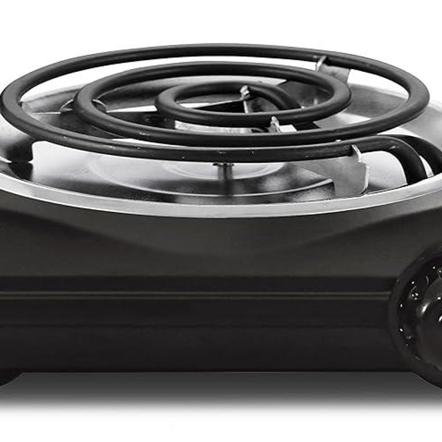Elite Gourmet ESB100B Countertop Single Coiled Burner Electric Hot Plate, Temperature Control, Indicator Light, Easy to Clean, Black