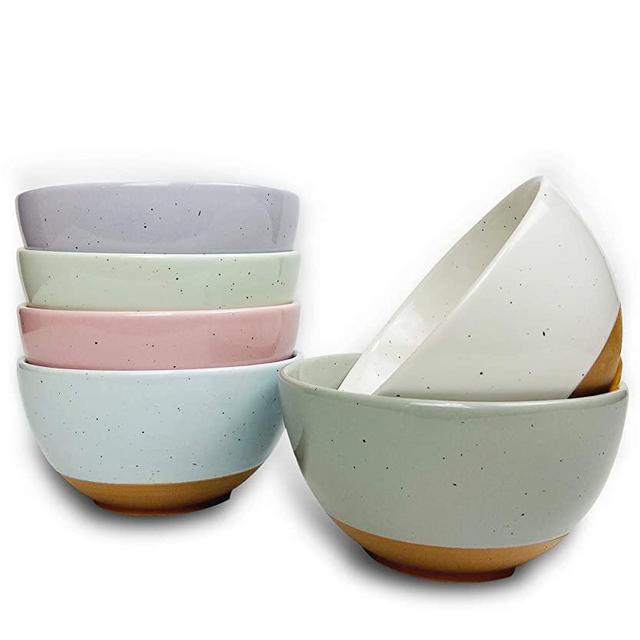 Mora Ceramic Small Dessert Bowls - 16oz, Set of 6 - Microwave, Oven and Dishwasher Safe, For Rice, Ice Cream, Soup, Snacks, Cereal, Chili, Side Dishes etc - Microwavable Kitchen Bowl, Assorted Colors