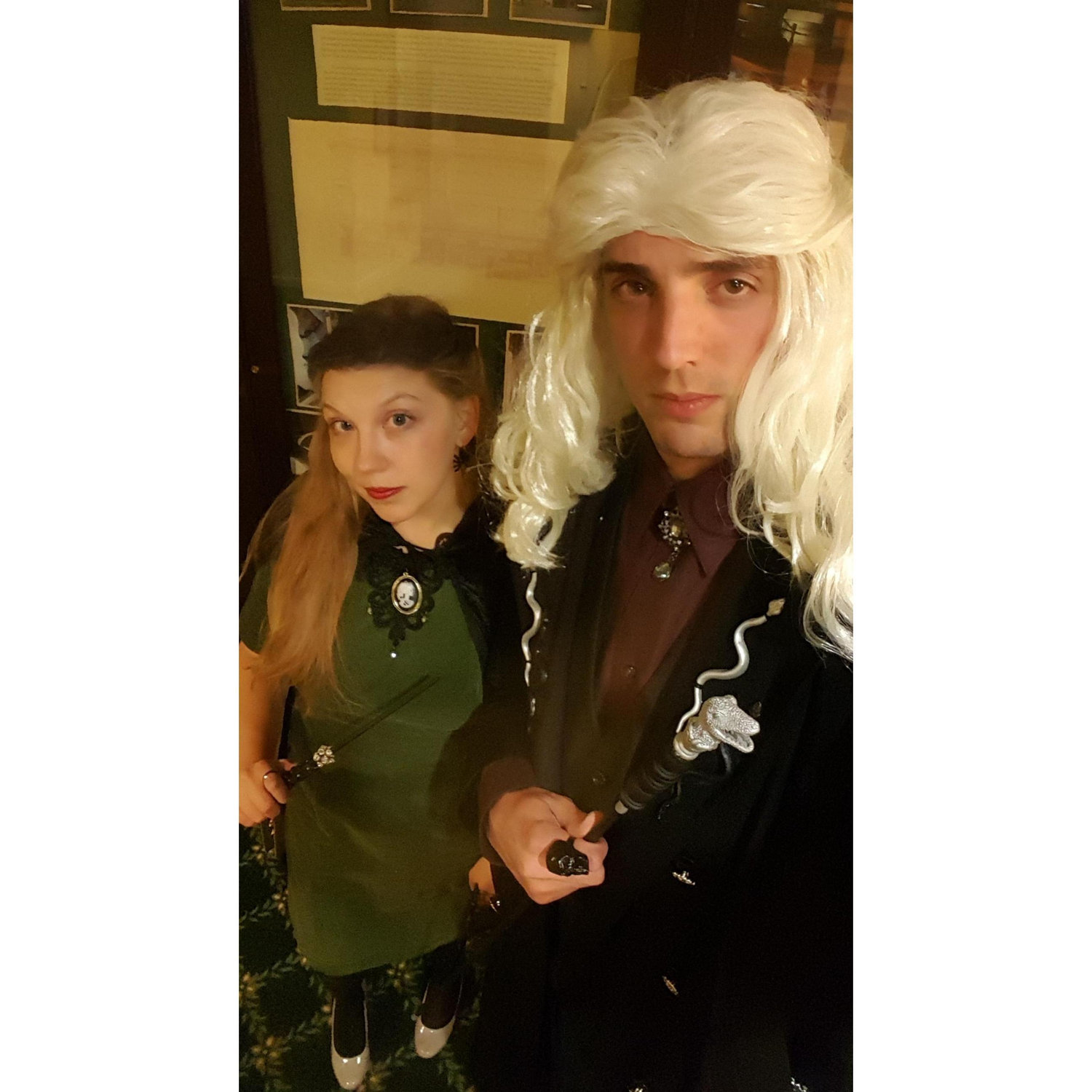 Halloween 2018, a few hours after the proposal. We went as Lucius and Narcissa Malfoy