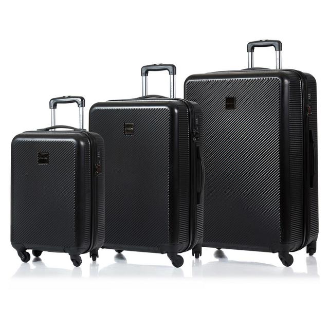 CHAMPS Iconic 3-Piece Hardside Expandable Spinner Luggage Set in Black
