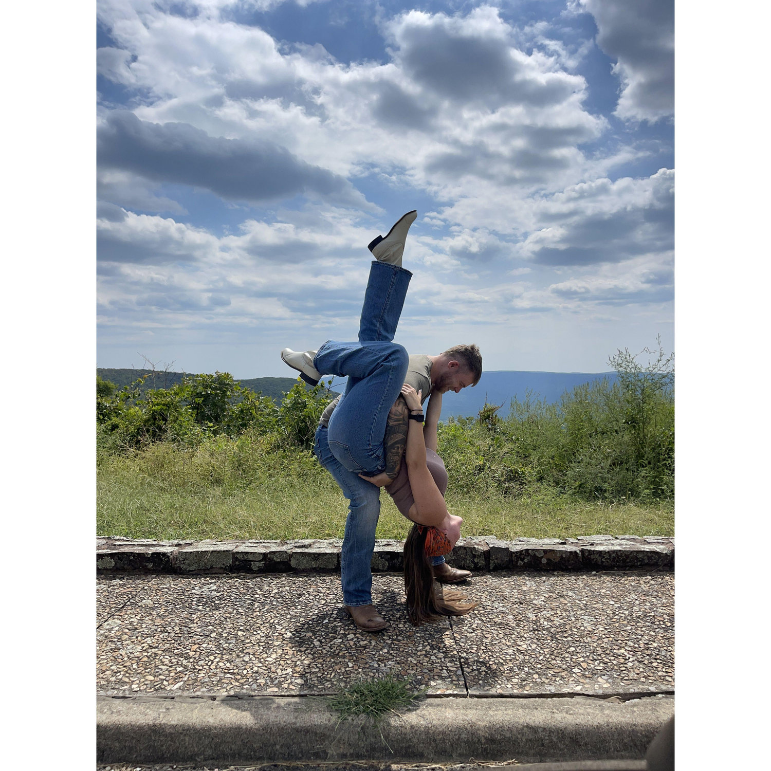 Princess dips and motorcycle trips. We captured one of our favorite dance moves in the rolling hills of Mena, AR.
