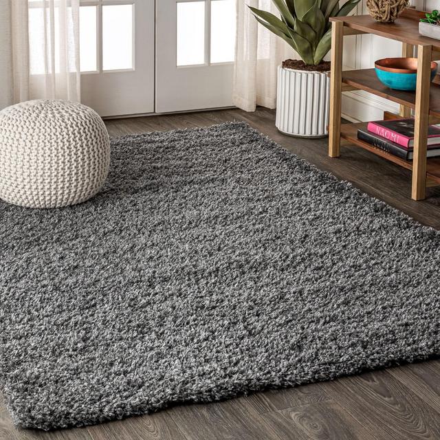 8'x10' Mercer Shag Plush Area Rug, Charcoal - JONATHAN Y