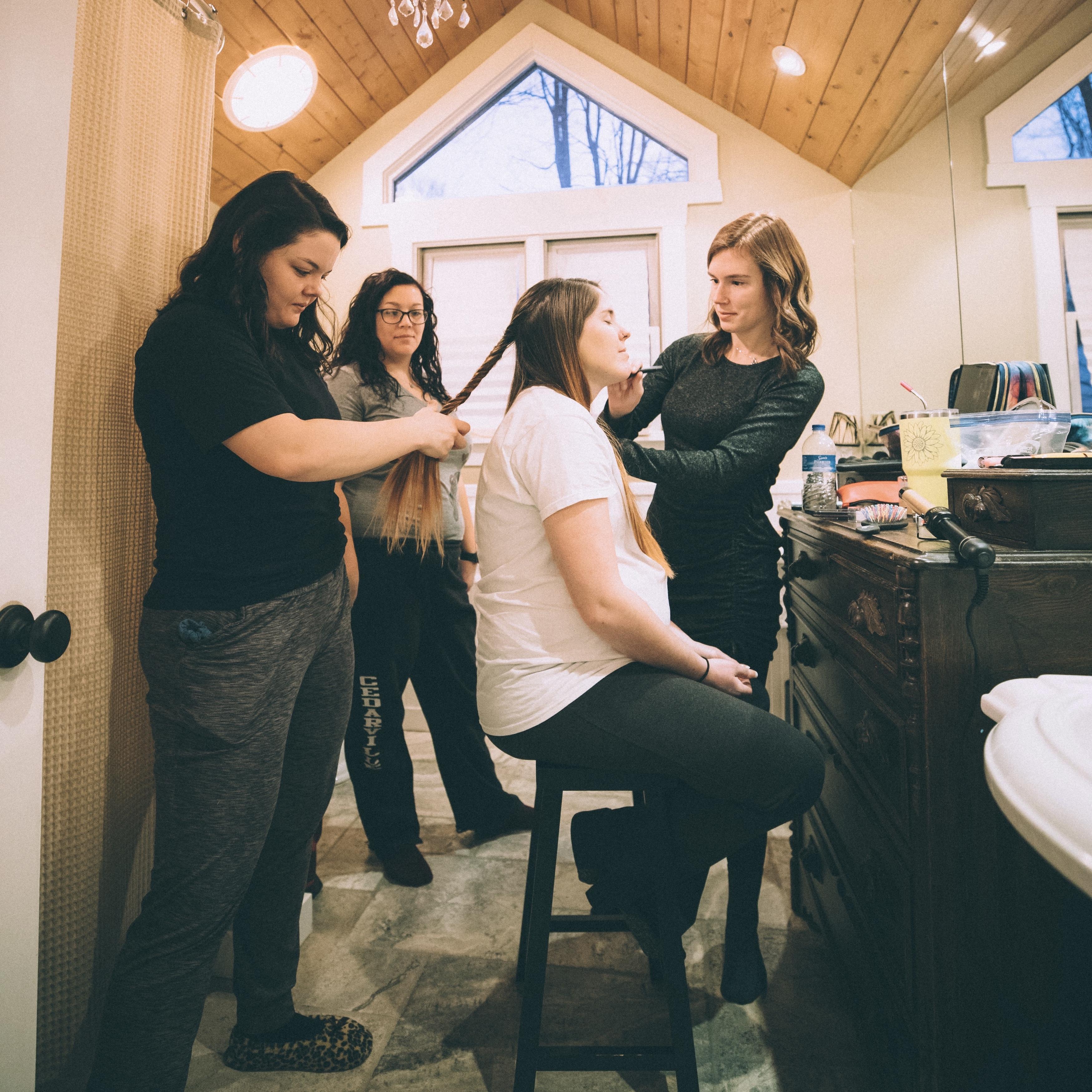 The girls getting ready