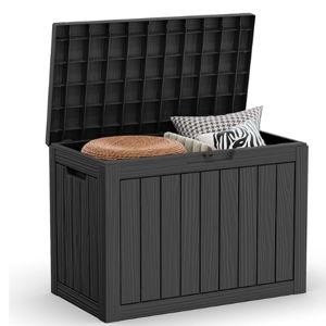 EasyUp 45 Gallon Outdoor Storage Box Waterproof, UV Resistant Deck Box Outdoor, Lockable Resin Deck Boxes for Garden Tools Equipment and Cushions, Black