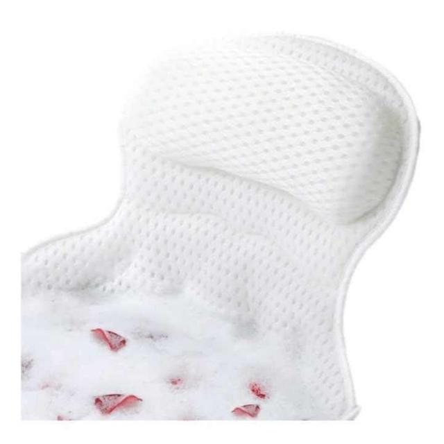 Luxuriously Soft Bath Pillow with Non-Slip Suction Cups, 4D Mesh Fabric, Dolphin Embroidery