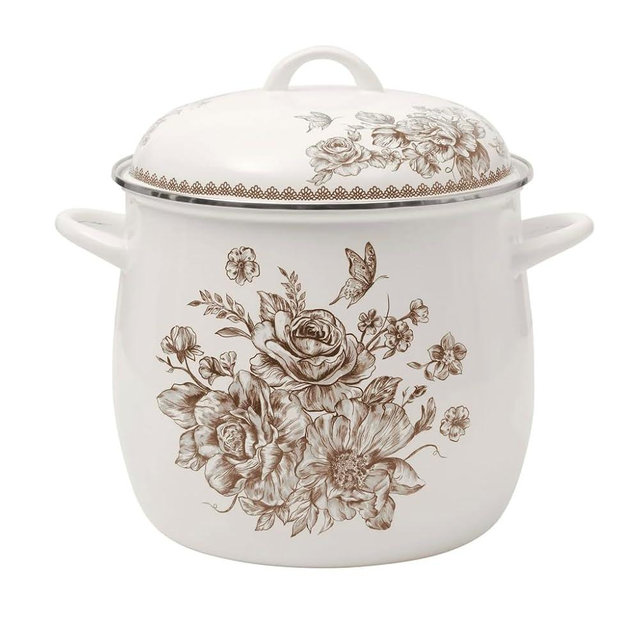 Pioneer Woman Agatha 12-Quart Enamel on Steel Stock Pot, Brown