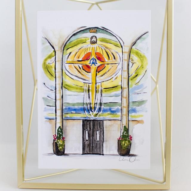 Watercolor Print Mosaic Jesus First Baptist Church Huntsville Doors