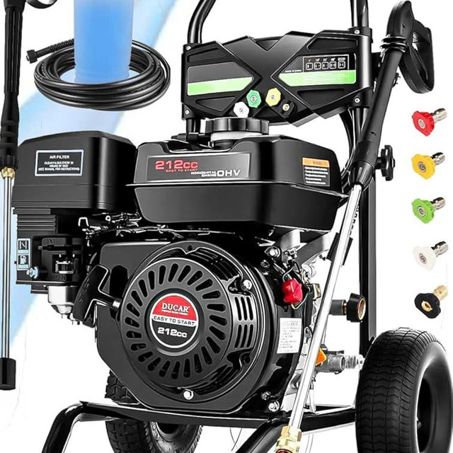 4200PSI Gas Pressure Washer 4.0GPM Gas Power Washer 212CC Gas Powered Washing Machine Commercial High Pressure Washer with 25ft Hose&5 Nozzles for Patio Garden Yard Vehicle,EPA/CARB/ETL