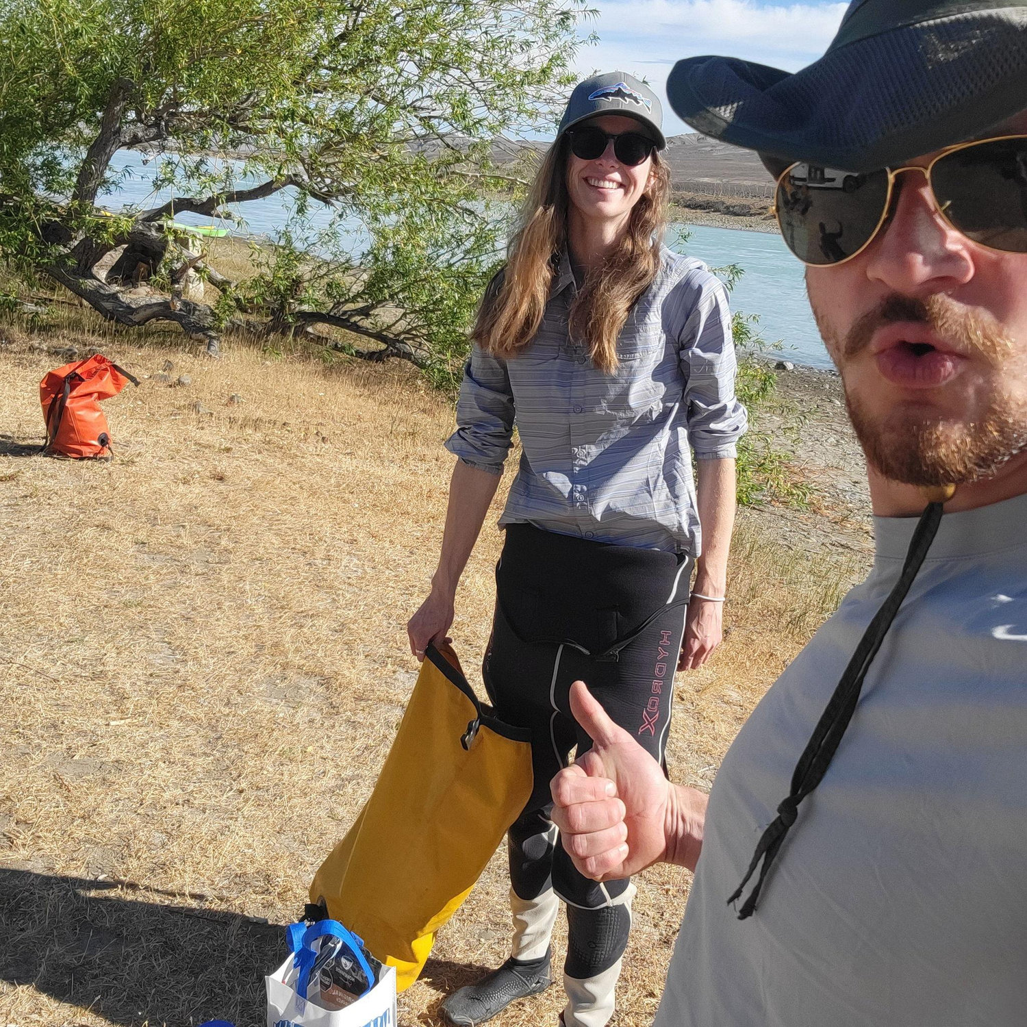Taking a break from our glacial river kayaking, only to "relax" with a hike through the badlands!