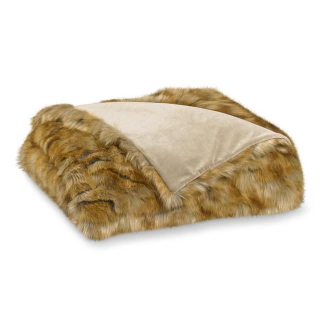 Oversized Fox Faux Fur Throw, 60" X 80", Amber