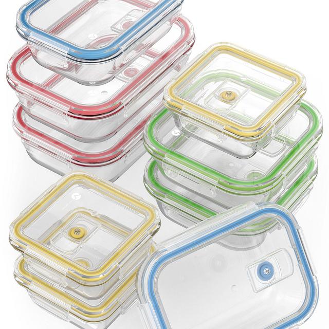 Vremi 18 Piece Glass Food Storage Containers with Locking Lids - BPA Free Airtight Oven Freezer Dishwasher and Microwave Safe Food Container Set - Small and Large Reusable Square Food Containers