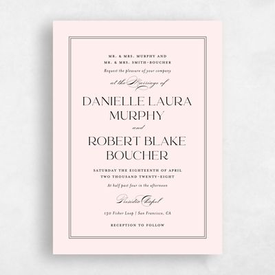 Lightest Blush, Pink Wedding Invitation - Hilltone Classic