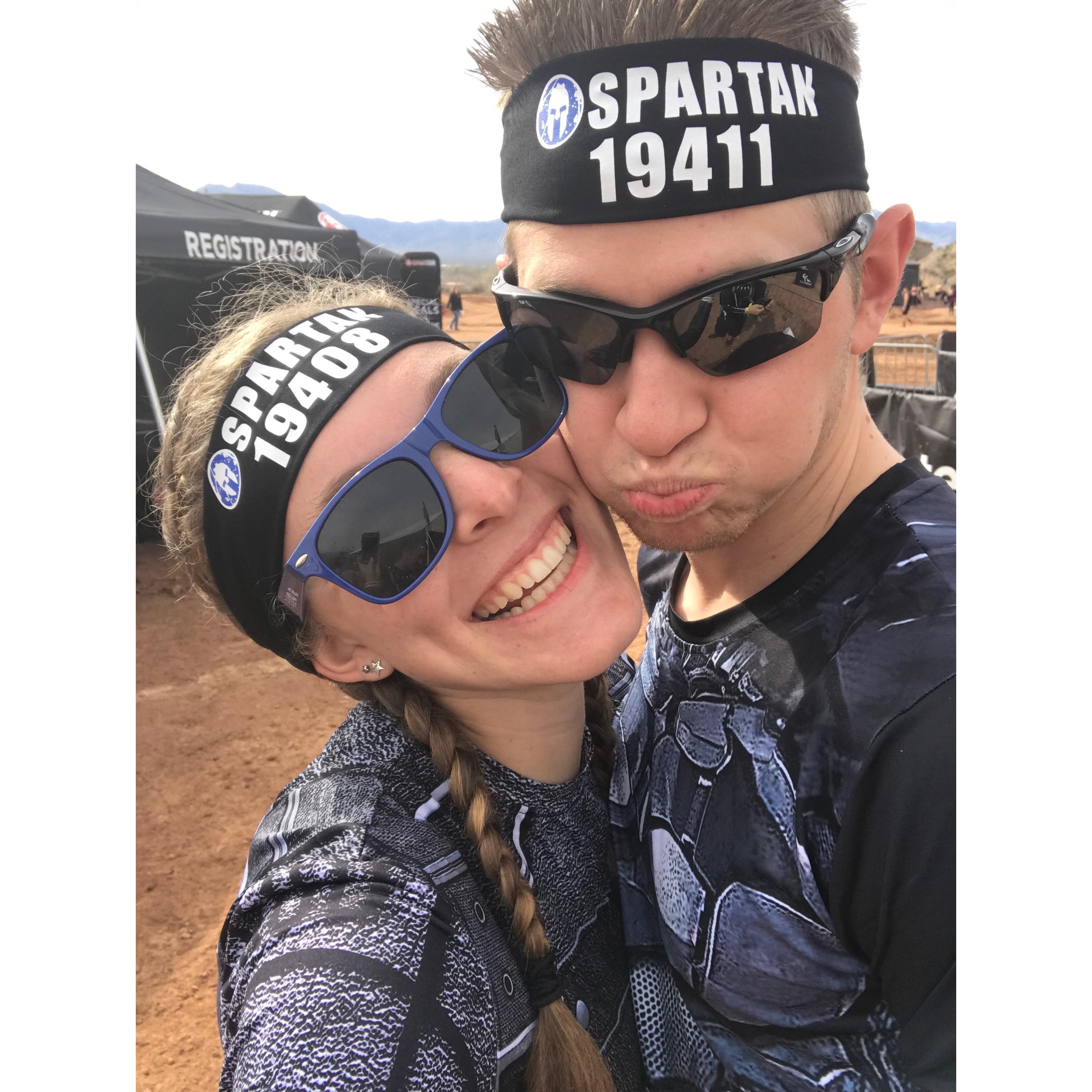 Our first Spartan Race! Winter Soldier and BATMAN!
