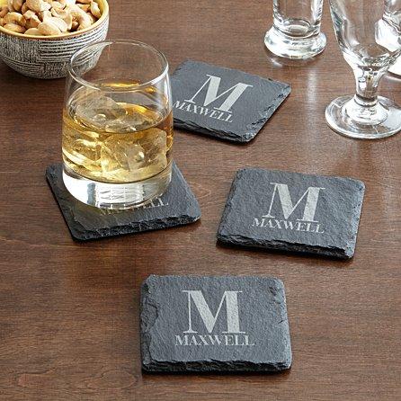 Initially Yours Slate Coaster Set