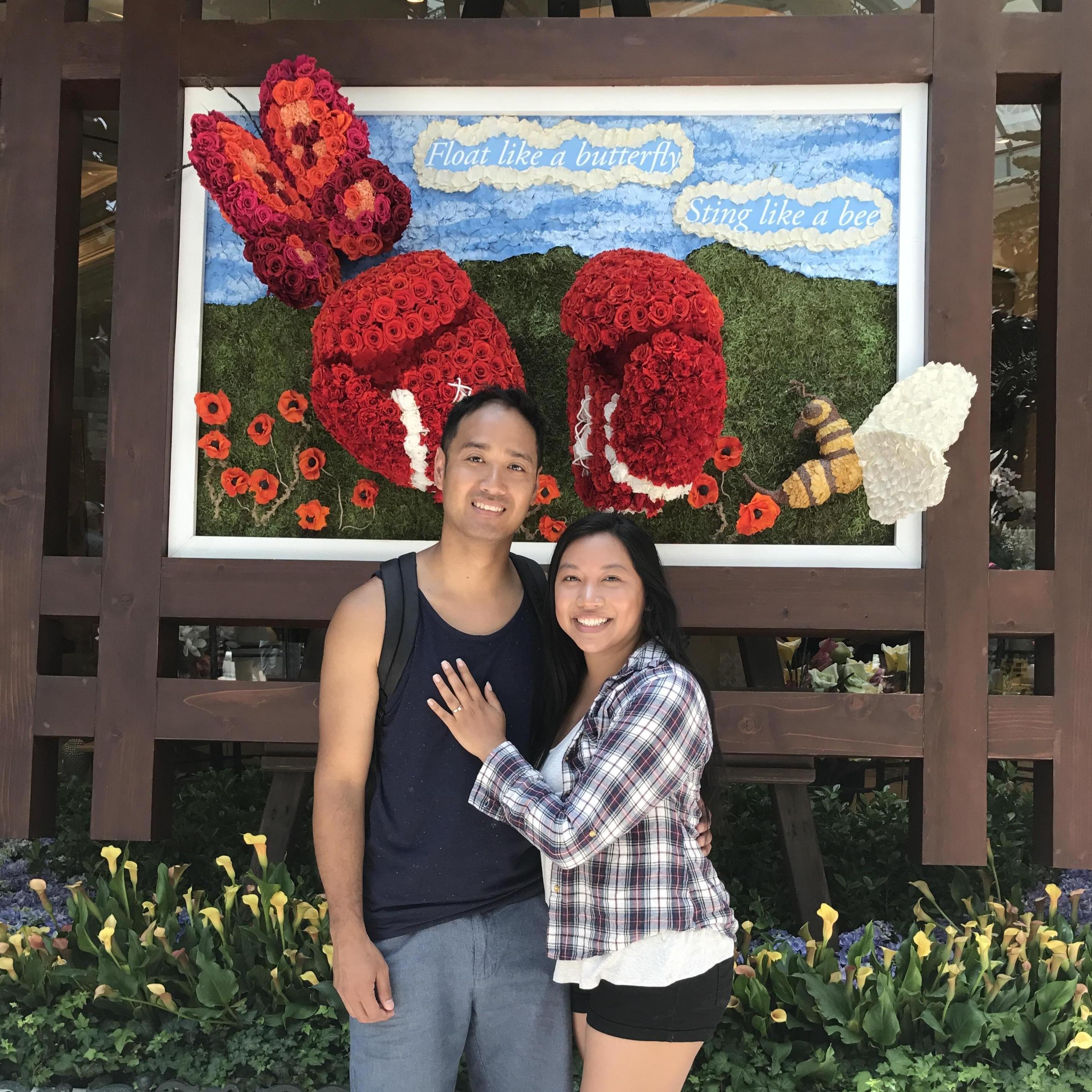 Happily engaged and enjoying the Bellagio Conservatory & Botanical Gardens