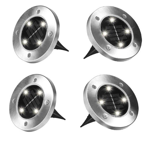 Disk Solar Powered LED Pathway Light (Set of 4)