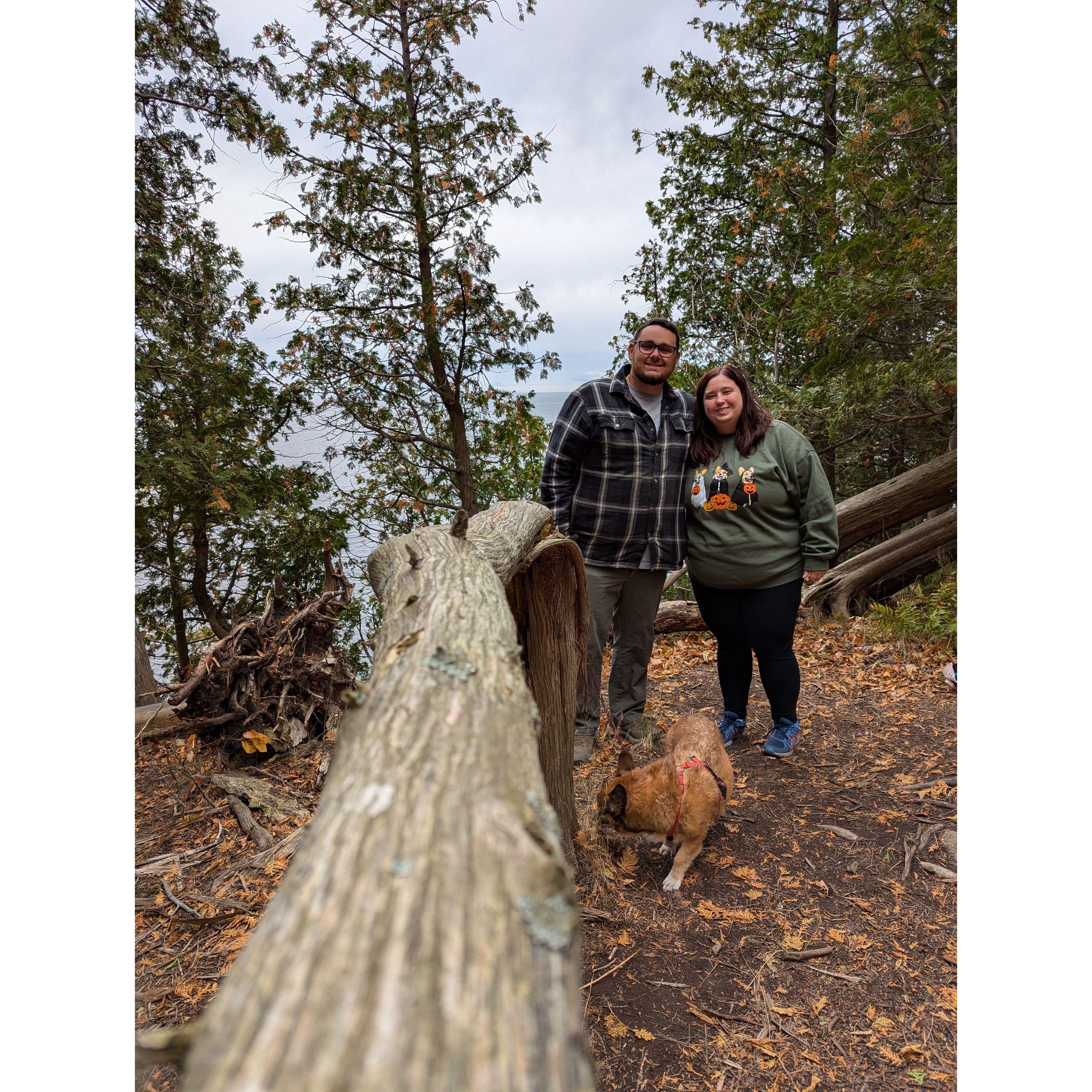 Attempted family photo on our hike. Before the proposal.