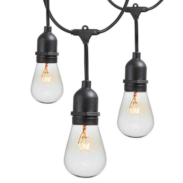 11-Watt Outdoor 48 ft. Plug-in Edison Bulb Weatherproof String Light with S14 Incandescent Light Bulbs Included