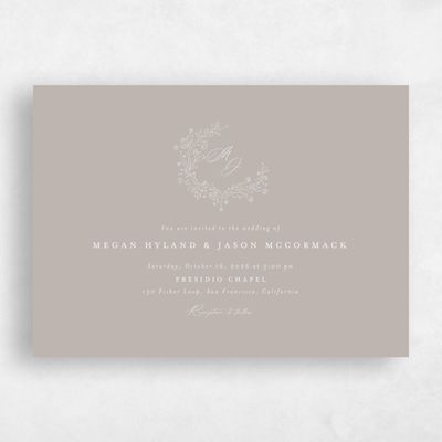 Greige, Brown Wedding Invitation - Sequoia Landscape