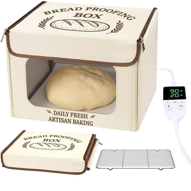 Antner Folding Bread Proofing Box with 70-131°F Temp Control & 99H Timer, Front-View Window Sourdough Proofing Box, Dough Proofer with Metal Rack for Sourdough, Pizza, Bread Baking, Yogurt, Kombucha