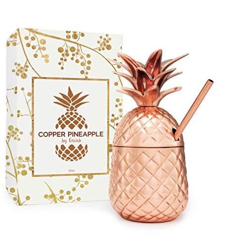 Solid Copper Pineapple Tumbler / Mug with Copper Straw- Available in 3 Sizes (12oz,18oz,24oz)- Handcrafted Drinking Mugs Unique Christmas/ Anniversary/ Birthday Gift Idea