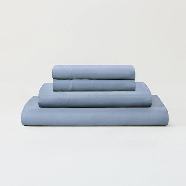 Sijo Premium 100% Austrian Eucalyptus Lyocell Tencel Sheet Set, Softer Than Silk, Architectural Digest 2022 Best Cooling Sheets Award Winner - 3pc - 2 Pillowcases 1 Fitted Sheet (Sky, Queen)