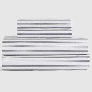 Classic Organic Percale Sheet Set - Double Stripe Pine