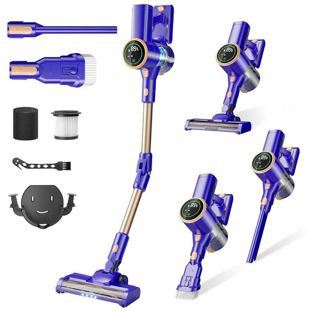 MHRMHR Cordless Vacuum Cleaner, 180° Bendable Wand Stick Vacuum Cleaners with Touch Screen, 8-in-1 Vacuum with Lightweight Rechargeable Battery, Longlasting Runtime for Home Hard Floor Low-Pile Carpet