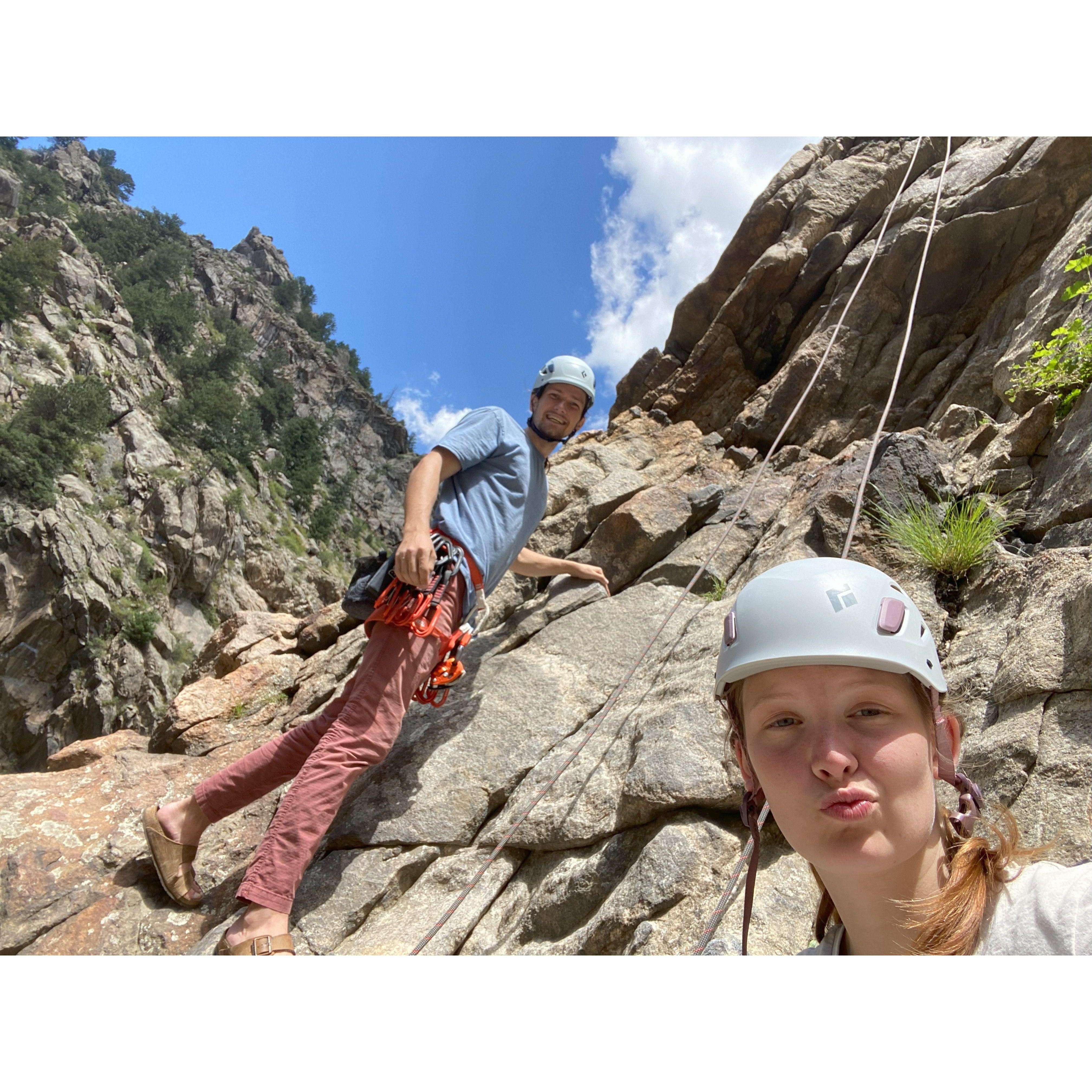 June 2022. Rock climbing in Clear Creek, CO