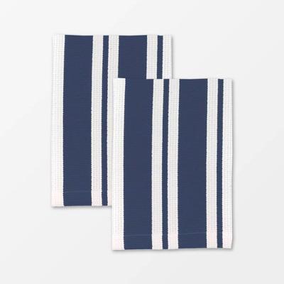 2pk Cotton Basketweave Striped Dish Cloths