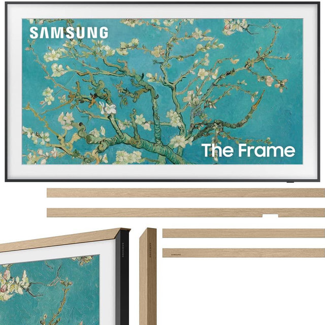 Samsung QN32LS03CB 32 inch The Frame QLED HDR 4K Smart TV Bundle with 32 Inch The Frame Customizable Bezel, Modern Teak (2023 Model)